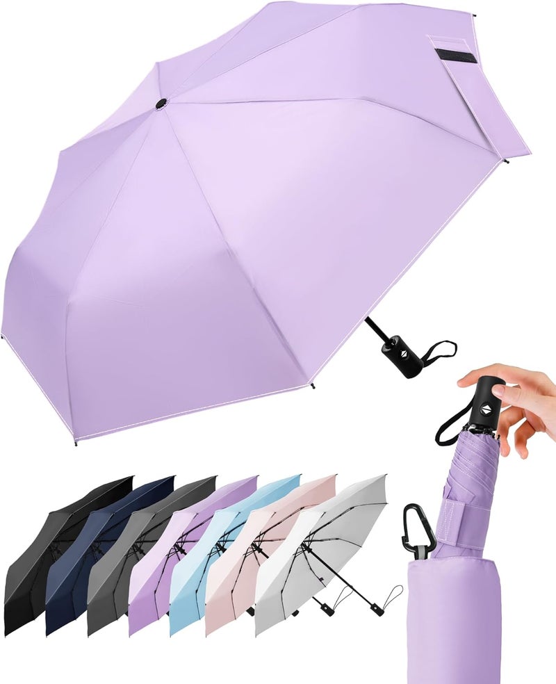 Lilac Compact Travel Windproof Umbrella, 43" Auto open/close Folding Quick Dry Umbrellas for Rain, Lightweight Portable Small for Backpack Car, Thoughtful Gift for Women Men Kids, TSA Approved - Image 1